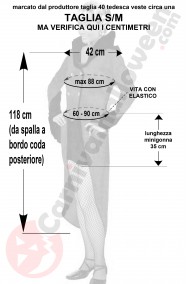 Misure del costume da vampira con frac taglia S M