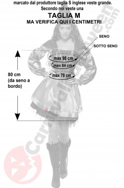 Misure del costume medievale donna Robin taglia M