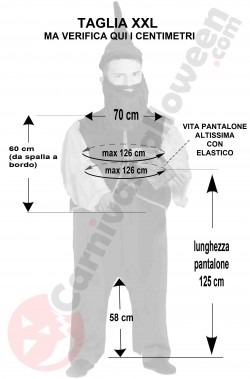 Misure costume da nano di biancaneve taglia XXL