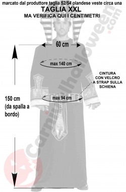 Misure del costume da Faraone taglia XXL