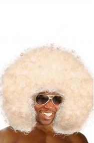 Parrucca riccia bionda corta Anni 70 maxi afro