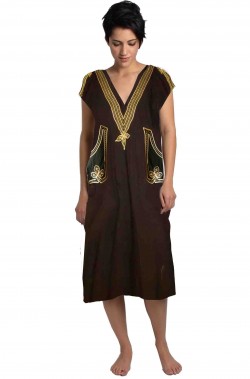 Costume donna araba adulta nera con ricamo giallo