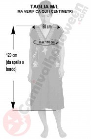 Misure vestaglia donna araba nera con ricami gialli taglia M L