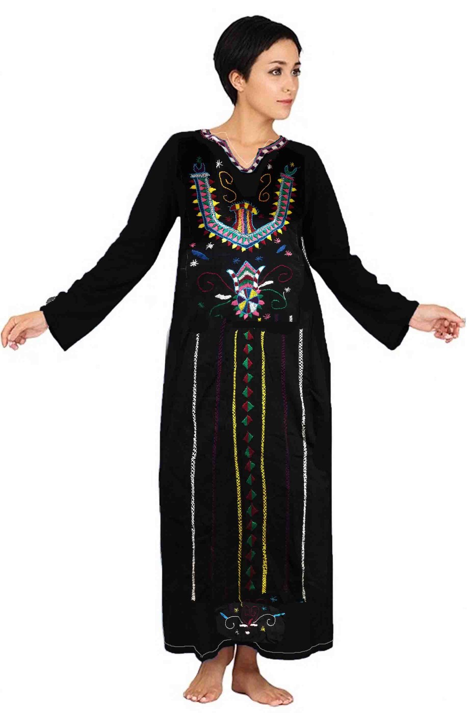 Costume donna messicana tunica maya nera