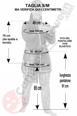 Misure del costume di Jasmine adulta taglia S M