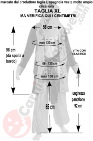 Misure costume da principe indiano aladino taglia XL