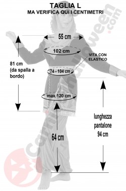 Misure costume da principessa indiana taglia L