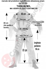 Misure costume Halloween da spaventapasseri taglia M L