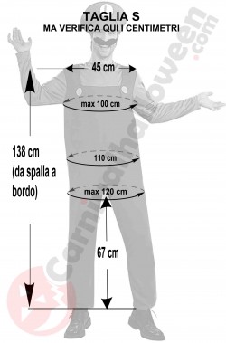 Misure Costume carnevale Super Luigi Deluxe taglia S