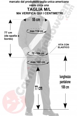 Misure del costume da principe azzurro taglia M L