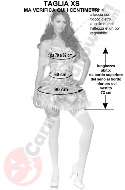 Misure costume Belle de La Bella e La Bestia taglia XS