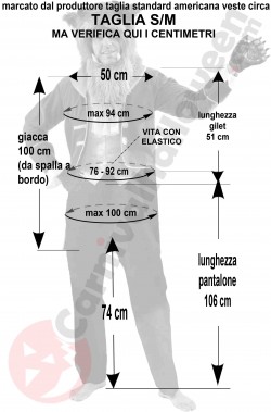 Misure del costume della Bestia La Bella e La Bestia Disney taglia S M