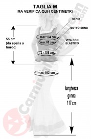 Misure del costume di Asterix di Falbala taglia M