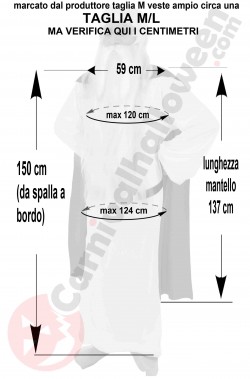 Misure del costume di Panoramix di Asterix taglia M L