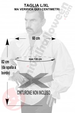 Misure camicia rinascimentale con cordino e rouche taglia L XL