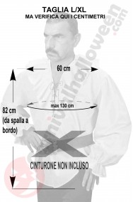 Misure camicia rinascimentale con cordino e rouche taglia L XL