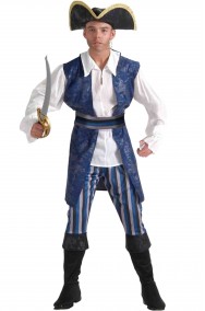 Costume uomo pirata corsaro blu