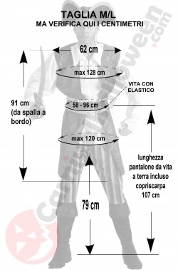 Misure del costume da corsaro blu