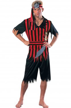 Costume uomo pirata rosso e nero