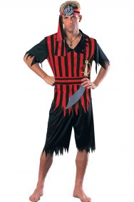 Costume uomo pirata rosso e nero