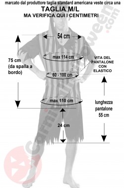 Misure costume da pirata uomo economico taglia M L