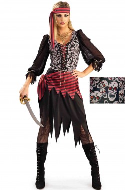 costume da piratessa donna con teschi