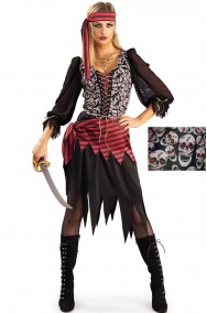 costume da piratessa donna con teschi