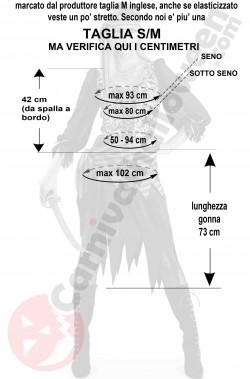 Misure del costume da piratessa donna con teschi taglia S M
