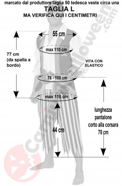 Misure del costume da pirata di stoffa robusta taglia L