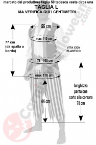 Misure del costume da pirata di stoffa robusta taglia L