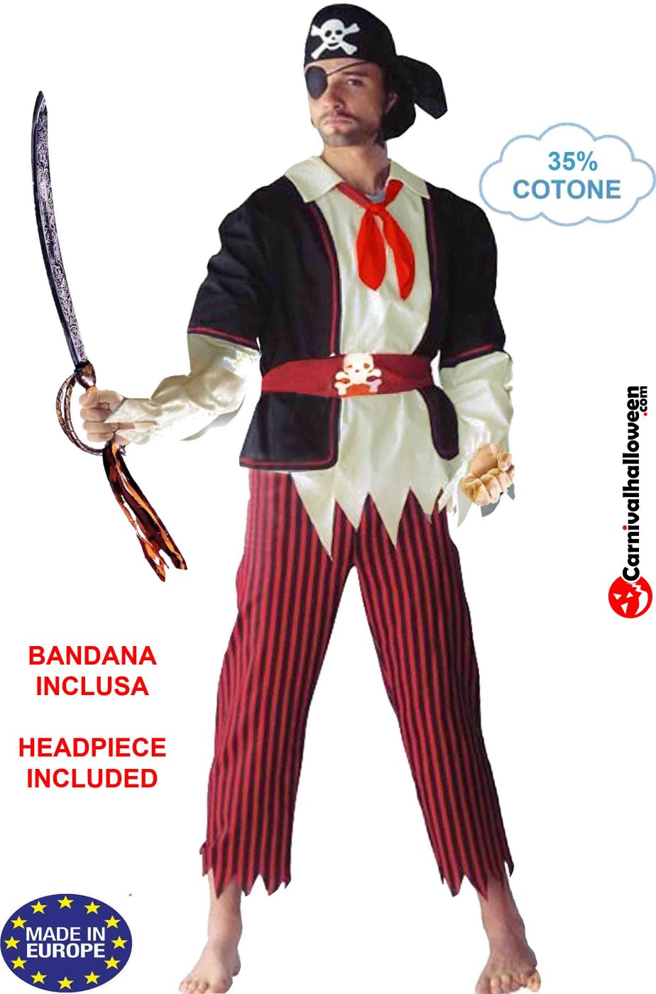 Costume da Pirata da uomo di tessuto robusto con cotone
