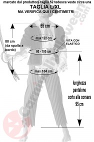 Misure costume da pirata adulto taglia L XL