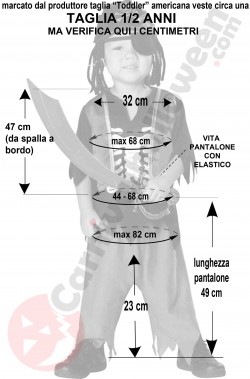 Misure costume da Pirata bambino 1 2 anni