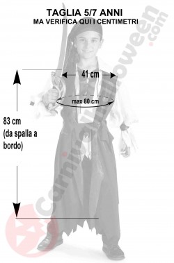 Misure costume da pirata bambino 5 7 anni