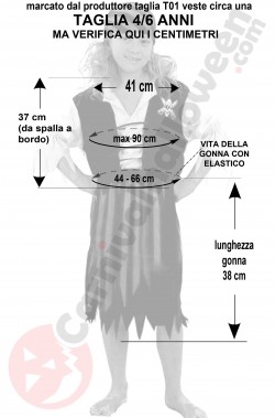 Misure costume da piratessa economico taglia 4 6 anni