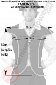 Misure della giacca senza maniche nera e oro taglia L XL