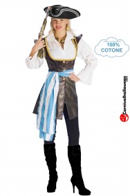 Costume da piratessa di cotone e finta pelle adulta