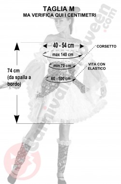 Misure del costume da piratessa rosa pallido con pizzo taglia M