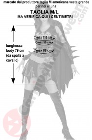 Misure del costume di Batgirl taglia M L