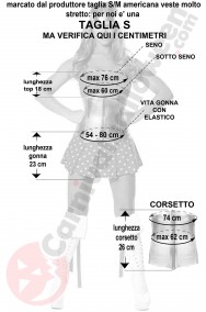 Misure del costume di Wonder Woman Roma Costumes taglia S