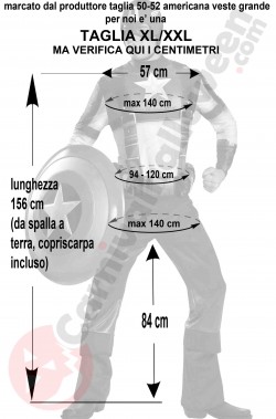 Misure costume di Capitan America taglia XL XXL