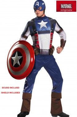 Costume di Capitan America con scudo cosplay adulto