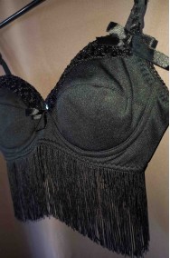 Reggiseno nero con frange flapper anni 20