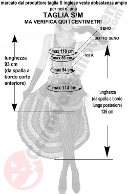 Misure costume da ballerina di Can Can taglia S M