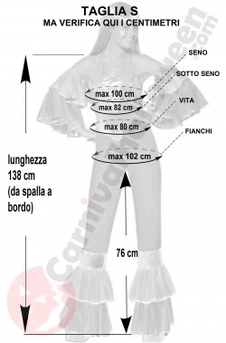 Misure costume dancing queen anni 70 mamma mia taglia S