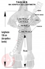 Misure costume dancing queen anni 70 mamma mia taglia S