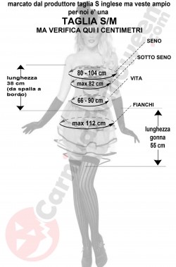 Misure Costume donna Cabaret Burlesque taglia SM