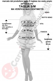 Misure Costume donna Cabaret Burlesque taglia SM