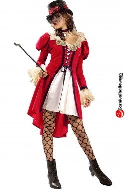 Costume dama 800 vittoriana rosso con pizzi