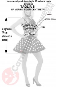 Misure abito anni 50 nero con pois bianchi taglia S